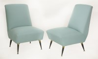 Lot 459 - A pair of Italian turquoise upholstered side chairs