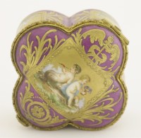 Lot 8 - A Continental porcelain quatrefoil Pot and Cover