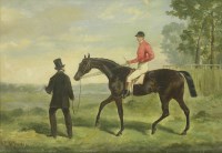 Lot 241 - Alfred Frank de Prades (1844-1883)
A RACEHORSE WITH JOCKEY UP