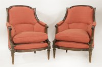 Lot 469 - A pair of carved mahogany lounge chairs