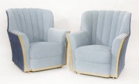 Lot 156 - A pair of Art Deco style bird's eye maple and upholstered armchairs