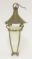 Lot 86 - An Art & Crafts brass and copper hanging hall lantern