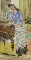 Lot 328 - John Theodore Harrison (1914-2002)
PORTRAIT OF A LADY BESIDE A PIANO
Signed and dated 1944 l.l.