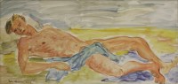 Lot 329 - John Theodore Harrison (1914-2002)
A SEMI-CLAD BOY LYING ON A BEACH
Signed and dated 1944 l.l.