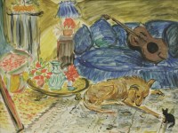 Lot 330 - John Theodore Harrison (1914-2002)
AN INTERIOR WITH A GUITAR ON A SETTEE