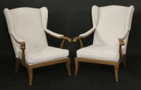 Lot 203 - A pair of French walnut-framed armchairs