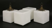 Lot 202 - A set of four Art Deco white glass cube shades