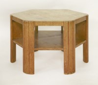 Lot 214 - An Art Deco oak hexagonal book table