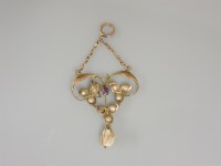 Lot 7 - An Art Nouveau amethyst and baroque pearl pendant