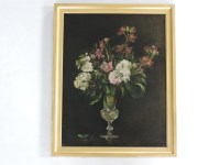 Lot 311 - Jessie Algie
STILL LIFE OF FLOWERS IN A GLASS VASE
Oil on canvas
51 x 37cm