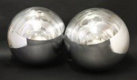 Lot 475 - A pair of chrome 'mirrorball' light pendants