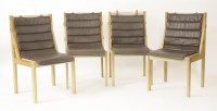 Lot 527 - Four oak and leather dining chairs