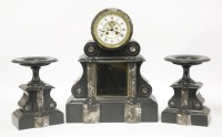 Lot 270A - A late 19th century French black marble clock garniture