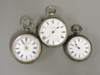 Lot 27 - Three white metal pocket watches