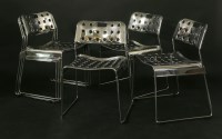 Lot 578 - A set of six 'Omstak' nickel plate chairs