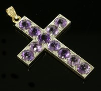 Lot 408 - An amethyst and diamond set Latin-style cross