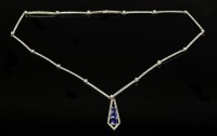 Lot 424 - A sapphire and diamond pendant necklace