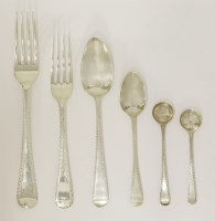 Lot 117 - An 18th/19th century composite silver old english bright cut zigzag pattern part flatware service
