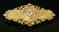 Lot 310 - A Victorian gold single stone diamond bar brooch