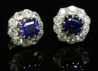 Lot 327 - A pair of Victorian sapphire and diamond cluster earrings