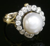 Lot 353 - A Victorian natural pearl and diamond cluster head