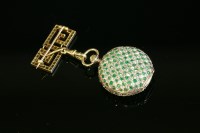 Lot 418 - An emerald and diamond set gold fob watch