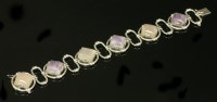 Lot 466 - A white gold amethyst and rose quartz bracelet