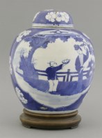 Lot 473 - A blue and white jar and cover