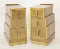 Lot 160 - A pair of Art Deco burr walnut bedside chests