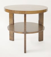 Lot 174 - An Art Deco walnut circular two-tier lamp table