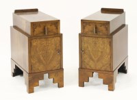 Lot 191 - A pair of Art Deco walnut bedside cabinets