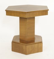 Lot 228 - An Art Deco crossbanded walnut hexagonal lamp table
