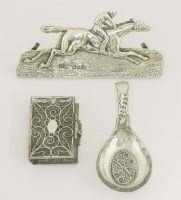 Lot 231 - A Victorian novelty silver menu holder