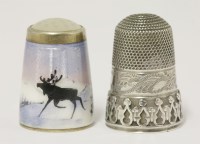 Lot 230 - A Norwegian silver and enamel thimble