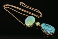 Lot 361 - A late Victorian gold and turquoise pendant