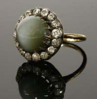 Lot 346 - A late Victorian chrysoberyl cat's-eye and diamond cluster