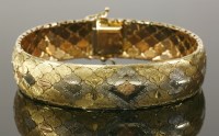 Lot 491 - A three-colour gold bracelet