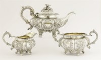 Lot 184 - A Victorian silver three-piece tea set