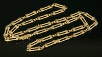 Lot 510 - A gold two-row bar link chain