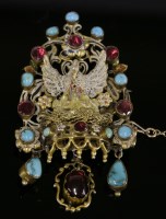 Lot 297 - An Austro-Hungarian gem set and enamel silver gilt brooch