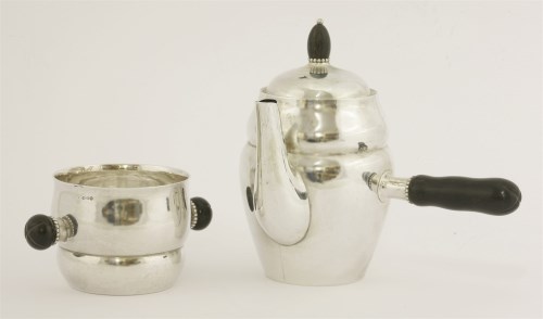 Lot 19 - A Georg Jensen silver coffee pot and two-handled sugar bowl