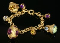 Lot 478 - An Italian belcher link gold charm bracelet