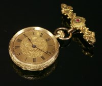 Lot 591 - A Swiss gold fob watch