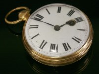 Lot 584 - An 18ct gold key wound open-faced pocket watch