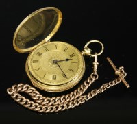 Lot 588 - An 18ct gold key wound open-faced pocket watch