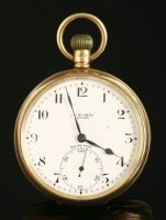 Lot 599 - A 9ct gold open-faced pocket watch