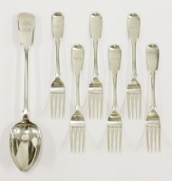 Lot 196 - A set of six Victorian provincial silver fiddle pattern table forks
