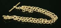 Lot 610 - A 9ct gold fetter link double albert chain