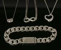 Lot 35 - A sterling silver Gucci filed curb chain bracelet