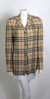 Lot 259 - A Burberry ladies' cream linen 'Haymarket' check patterned jacket